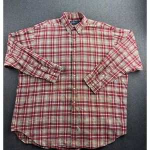 Ralph Lauren Shirt Mens Size XXL The Big Shirt Plaid Lt Flannel Button Up Casual